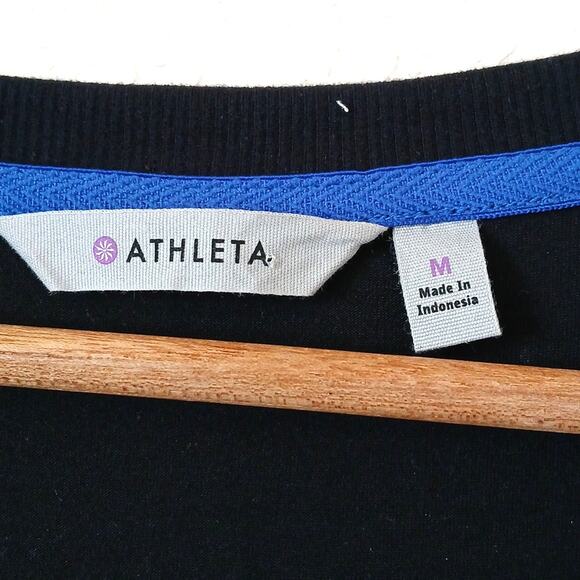 Athleta Drapes Crew Dress Black Ruched Sides - Picture 4 of 6